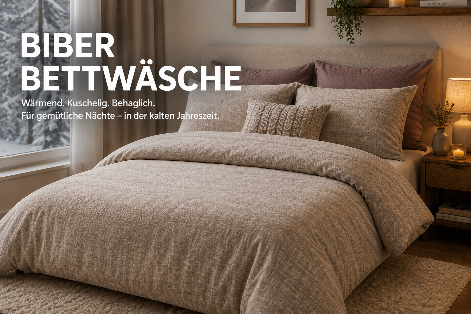 Kuschelige Biber Bettwäsche in einem warm eingerichteten Schlafzimmer