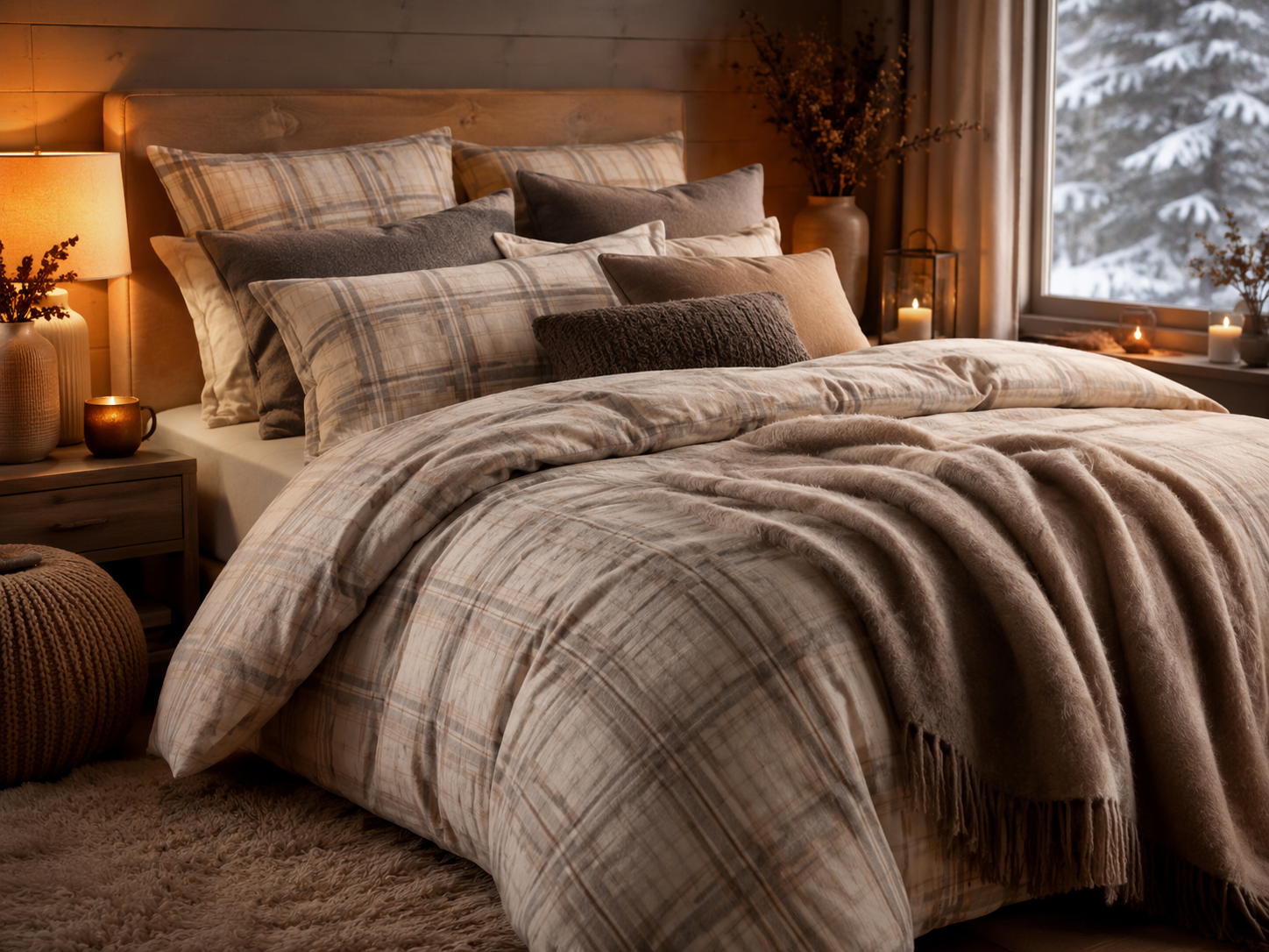 Gemütliche Flanell Bettwäsche im Winter Schlafzimmer