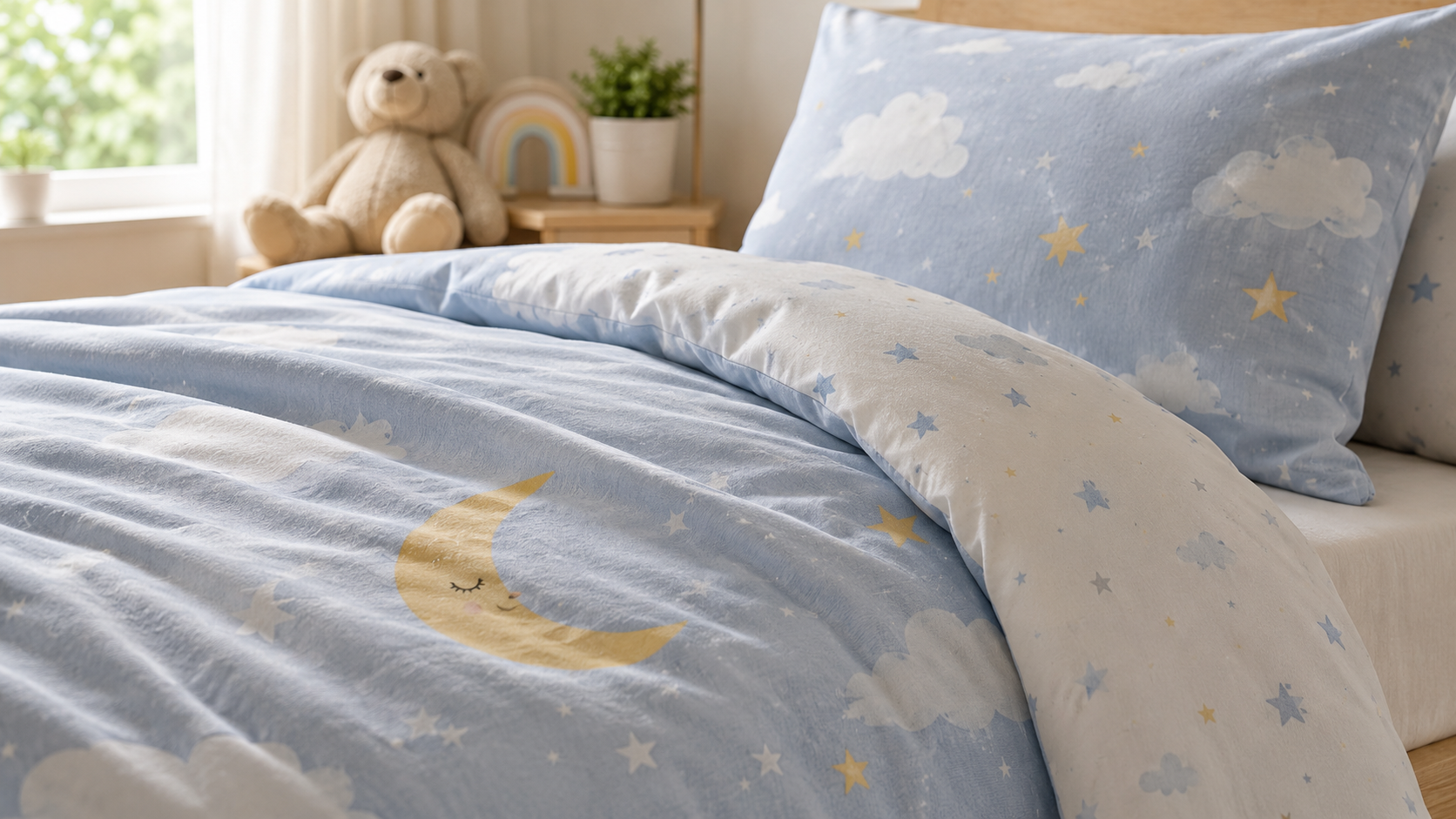 Detailaufnahme weicher Kinderbettwäsche