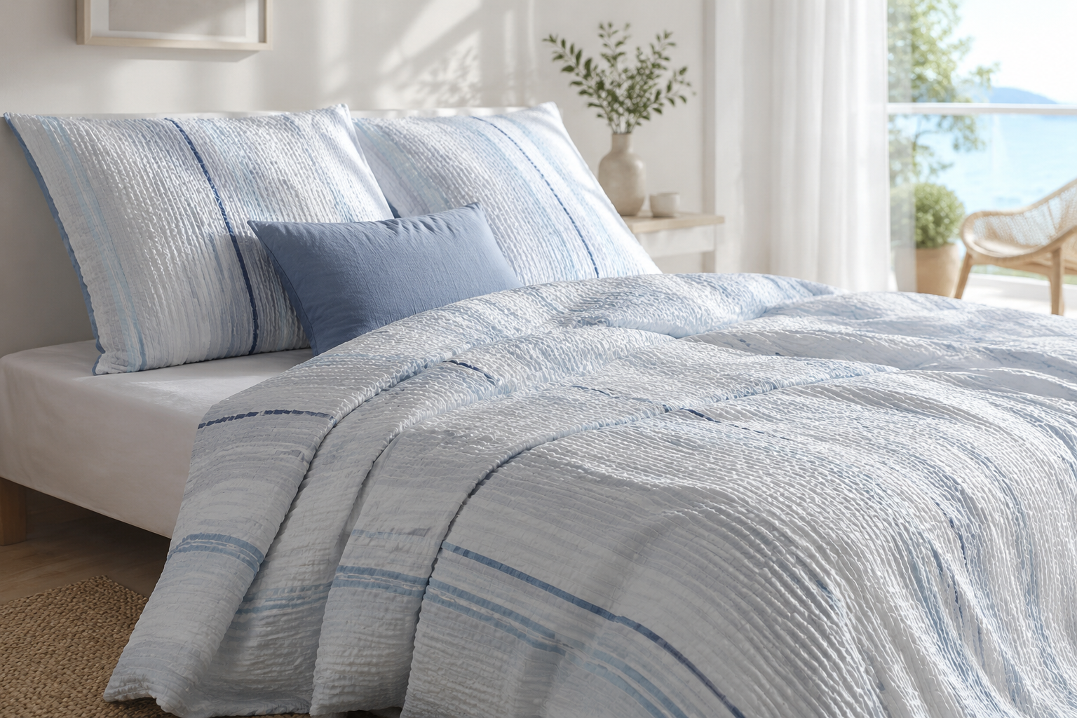 Microfaser Seersucker Bettwäsche Schlafzimmer