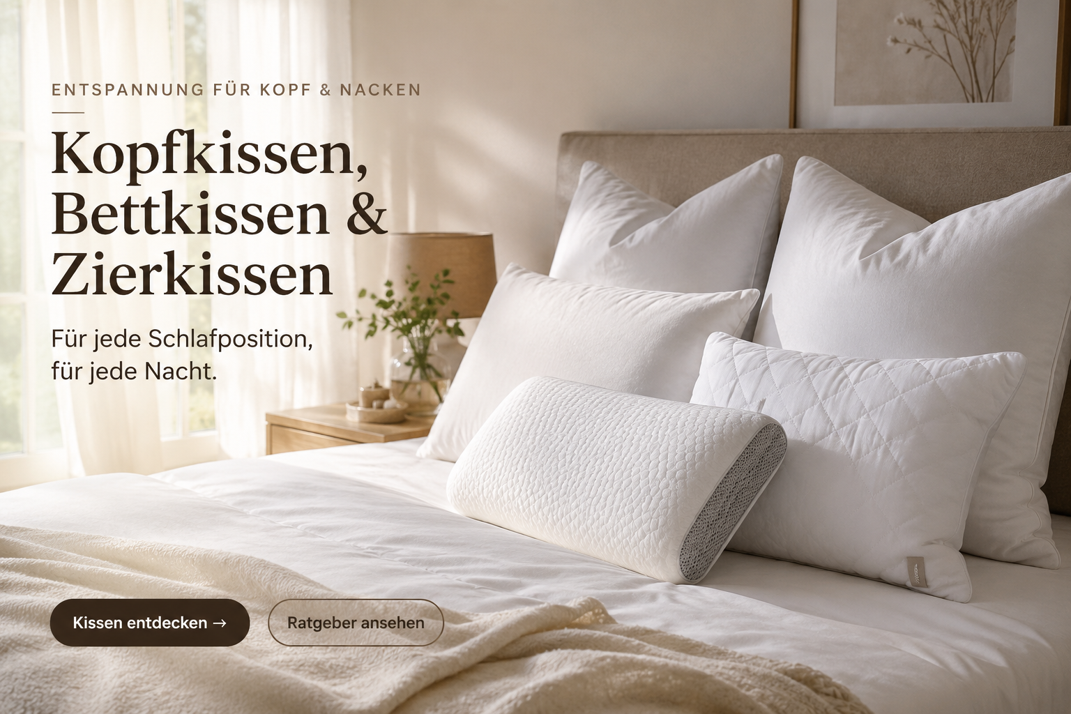 Kopfkissen, Bettkissen und Zierkissen bei Bettklusiv
