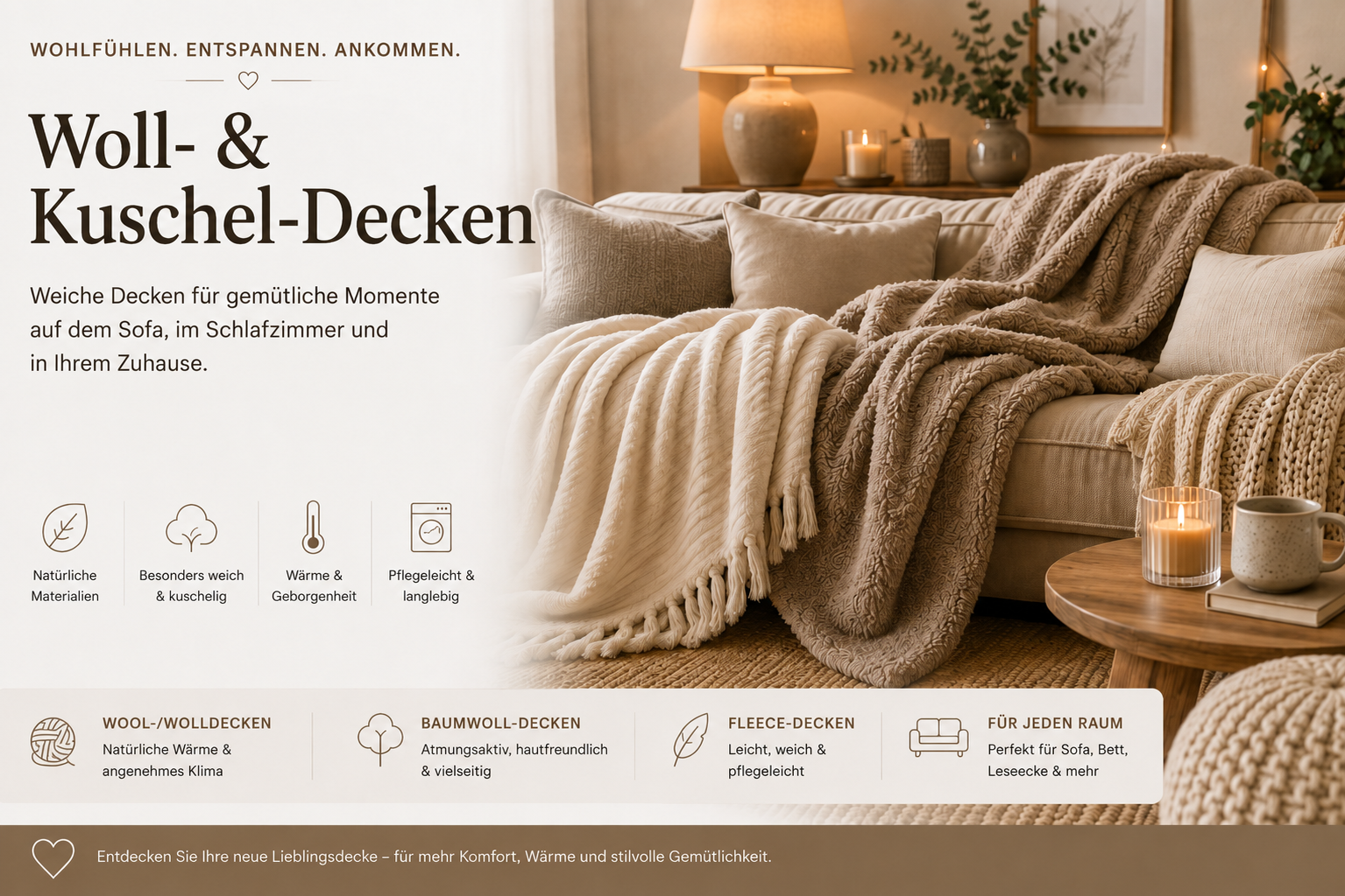 Woll- und Kuscheldecken für Sofa und Schlafzimmer