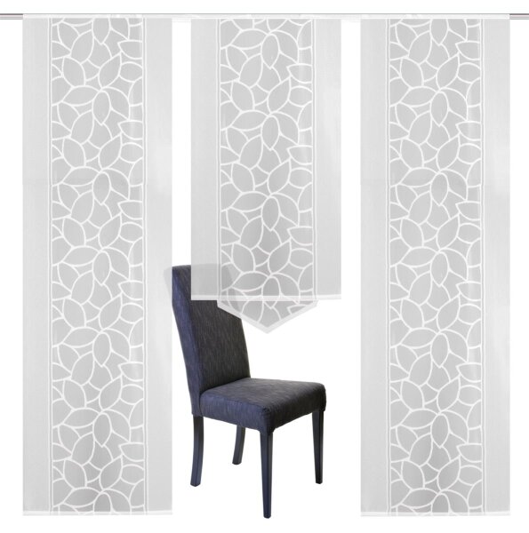 Home Wohnideen Schiebevorhang 3 teiliges Set 245 x 57 cm Muster Y 2 Längen weiß
