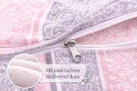 soma Biber Bettwäsche 2 teilig Bettbezug 135 x 200 cm Kopfkissenbezug 80 x 80 cm rosa quarz silber Ornamente