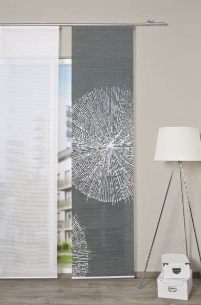 Home Wohnideen Schiebevorhang Digitaldruck Bambus-Optik Creston Rechts 260 x 60 cm Grau