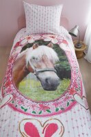 Beddinghouse Reine Baumwoll Bettwäsche 2 teilig Bettbezug 135 x 200 cm Kopfkissenbezug 80 x 80 cm Kids Favorites Pferde 170334 Pink