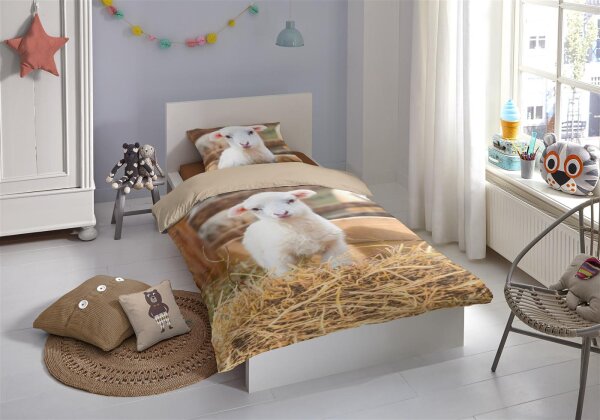 good morning Renforcé Bettwäsche 2 teilig Bettbezug 140 x 200 cm Kopfkissenbezug 60 x 70 cm Lamb 6171.99.01 Multi