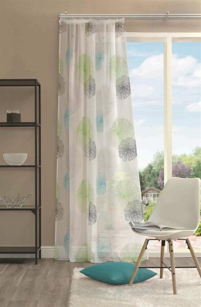 Home Wohnideen Zugbandschal Voile Bedruckt Seiten Und Abschluss Gesäumt 100% Polyester 175 x 140 cm Rawlins Grün