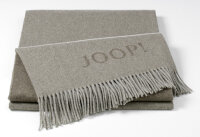 JOOP FINE DF Plaid / Decke 130 x 180 cm Fransen Sand-Taupe