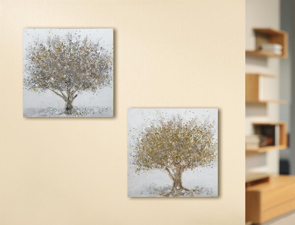 Gilde Bild Gemälde Baum 2 Stück sortiert (B x H x L) 50 x 50 x 0 cm handgemalt, naturfarbig