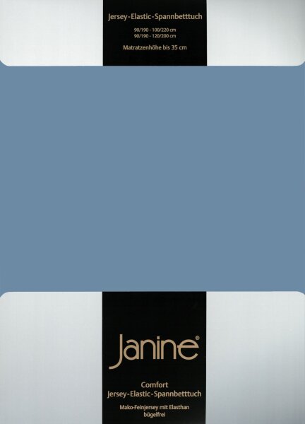 Janine Comfort Jersey Spannbettuch 1 teilig Spannbettlaken 150 x 200 cm Elastic 5002-62 denimblau