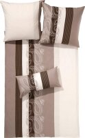 Janine Mako Satin Bettwäsche 2 teilig Bettbezug 135 x 200 cm Kopfkissenbezug 80 x 80 cm 31015-07 Streifen Barock cappuccino