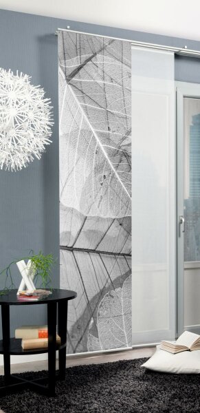 Home Wohnideen Schiebevorhang Dekostoff Digitaldruck Blattari 084365-0307 H x B 245 x 60 cm Grau