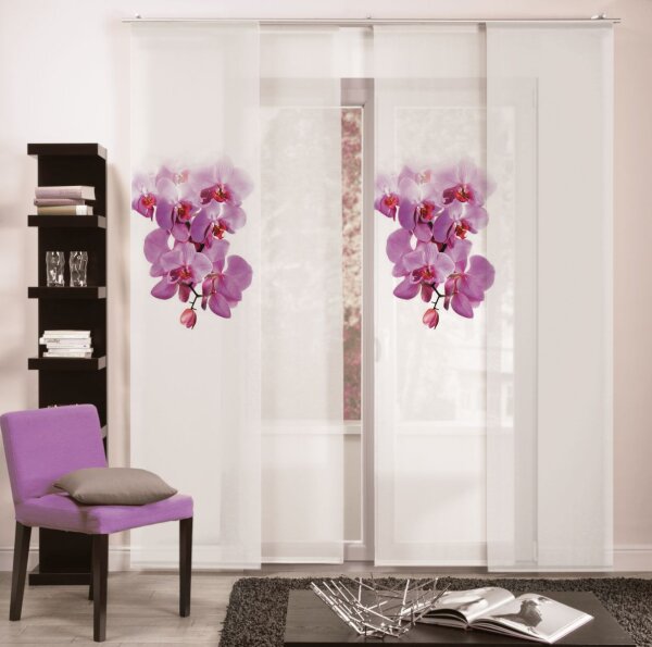 Erfal Schiebevorhang Schiebegardine Flächenvorhang Raumteiler halbtransparent 60 x 245 cm Orchidee lila