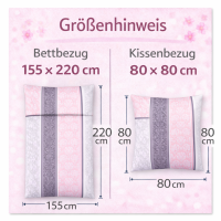 soma Biber Bettw&auml;sche 2 teilig Bettbezug 155 x 220 cm Kopfkissenbezug 80 x 80 cm rosa quarz silber Ornamente