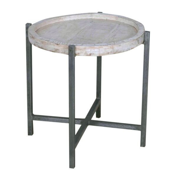 Soma Beistelltisch Couchtisch Wohnzimmer-Tisch rund Omaha Metall-Gestell altsilber oder schwarz (BxHxL) 46 x 45 x 46 cm weiß gekälkt