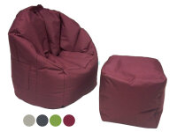 Soma PREMIUM Sitzsack-Set Gaming-Sessel mit Hocker Bamba ø 60 H 70 cm formstabil u. pflegeleicht 3 Farben (BxHxL) 60 x 70 x 60 cm rot - bordeaux
