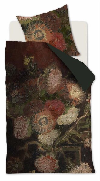 Beddinghouse Satin Bettwäsche Mako 2 teilig Kopf Gladioli 135 x 200 cm, 80 x 80 cm rot
