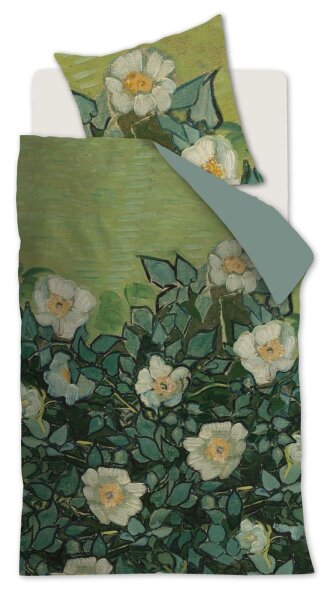 Beddinghouse Satin Bettwäsche Mako 2 teilig Kopf Wild Meeres 135 x 200 cm, 80 x 80 cm grün