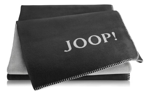 JOOP! UDF Kuscheldecke Wohndecke 150 x 200 Zierstich Anthrazit-Ash