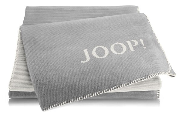 JOOP!MELANGE-DF Kuscheldecke Wohndecke 150 x 200 Zierstich Graphit-Ecru