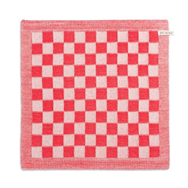 Knit Factory Block Küchenhandtuch 50x50 cm Kariert Beige Rot