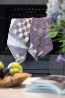 Knit Factory Block Küchenhandtuch 50x50 cm Kariert Beige Rot