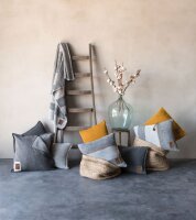 Knit Factory Roxx Kissen 50x50 cm Gestreift Anthrazit Grau