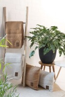 Knit Factory Yara Decke 160x130 cm Gestreift Beige