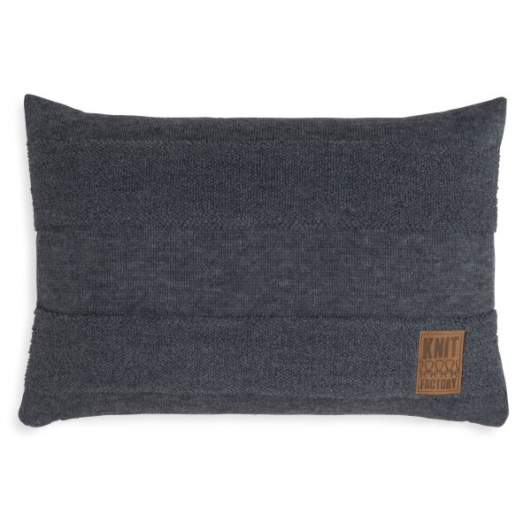 Knit Factory Yara Kissen 60x40 cm Gestreift Anthrazit