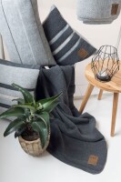 Knit Factory Yara Kissen 60x40 cm Gestreift Anthrazit