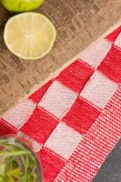 Knit Factory Block Tischsets 50x30 cm Kariert Beige Rot