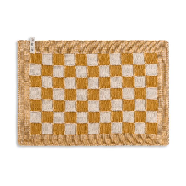 Knit Factory Block Tischsets 50x30 cm Kariert Beige Gelb