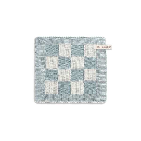 Knit Factory Block Topflappen 23x23 cm Kariert Beige Stonegreen
