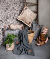 Knit Factory Uni Decke 160x130 cm Glatt Anthrazit