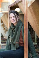 Knit Factory Coco DreiecksSchal 190x85 cm Glatt Dunkelblau