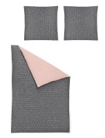 Irisette Biber Bettwäsche 135x200 2tlg grau rosa | Bettwäsche-Set aus 100% Baumwolle | 2 teilige Wende-Bettwäsche 135x200 cm & Kissen 80x80 cm | Geometrisches Muster