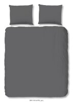 HIP Mako Satin Bettwäsche 3 teilig Bettbezug 200 x 220 cm Kopfkissenbezug 60 x 70 cm Uni duvet cover 0280.03.02 Grey