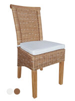 Soma Esszimmer-Stuhl Rattanstuhl weiß oder braun Perth Sitzkissen Leinen weiß (BxHxL) 47 x 97 x 54 cm cappuccino ohne Sitzkissen