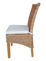 Soma Esszimmer-Stuhl Rattanstuhl weiß oder braun Perth Sitzkissen Leinen weiß (BxHxL) 47 x 97 x 54 cm cappuccino ohne Sitzkissen