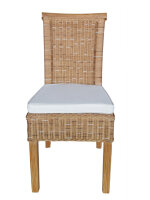 Soma Esszimmer-Stühle Set Rattanstühle Perth 6 Stück weiß oder braun Sitzkissen Leinen weiß (BxHxL) 47 x 97 x 54 cm cappuccino ohne Sitzkissen