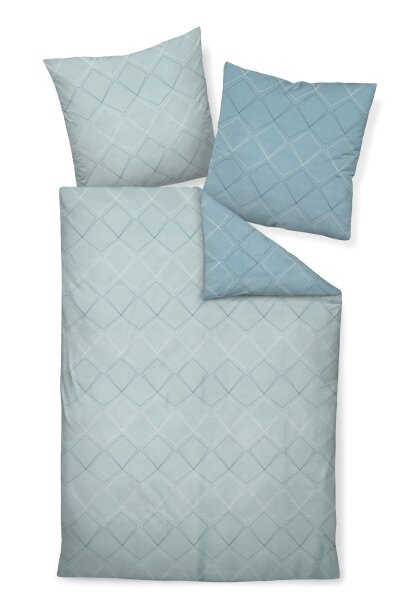 Janine Mako-Satin Bettwäsche 200x220 2x80x80 3 teilig  J. D. 87053-02-622 steinblau denimblau