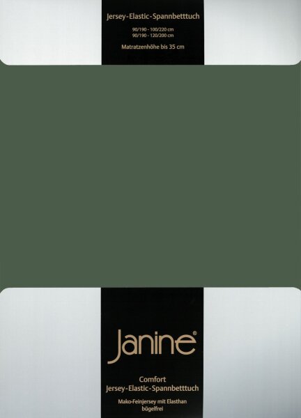 Janine Elastic-Jersey, 95% Baumwolle, 5% Elasthan Spannbettlaken SpB.  150x200 1 teilig  ELASTIC-JERSEY 5002-76-386 olivgrün