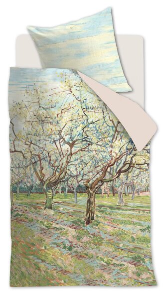 Beddinghouse Satin Bettwäsche Mako 2 teilig Kopf Orchard 197139 155 x 220 cm, 80 x 80 cm natur