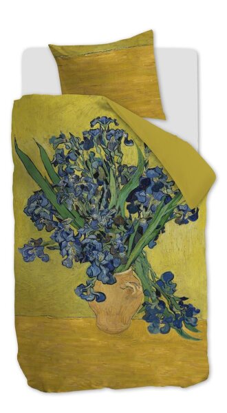 Beddinghouse Satin Bettwäsche Mako 2 teilig Kopf Irises 197149 135 x 200 cm, 80 x 80 cm gelb
