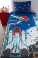 Beddinghouse Kids Bettwäsche Renforcé 2 teilig Kopf Kids Rocket Ship 196416 135 x 200 cm, 80 x 80 cm blau