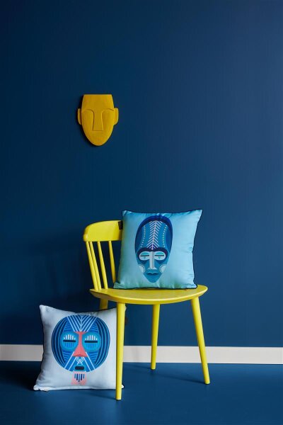 KAAT Amsterdam Kissen ko Mascara Blue 1 Zier Blau 40x40, 40 x 40 cm