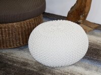 Soma Pouf Ø 55 cm Strickhocker Sitzpouf Sitzpuff Grobstrick-Optik extrahoch Höhe 37 cm (BxHxL) 55 x 37 x 55 cm leinenweiß