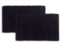Soma Badteppich Set 2er groß 80 x 50 cm 100% Baumwolle Badematte Badvorleger Badezimmerteppich Chindi (BxHxL) 50 x 1 x 80 cm schwarz