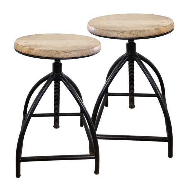 Soma Drehhocker Set 2 Stück Barhocker Hocker Drehstuhl höhenverstellbar Liverpool Holz Metall-Gestell (BxHxL) 34 x 75 x 34 cm schwarz matt - tabacco
